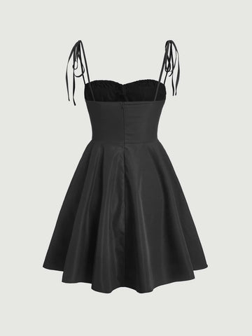 Solid Tie Shoulder Cami Dress Solid Tie Shoulder Cami Dress