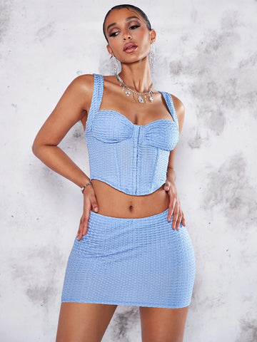 BAE Hook And Eye Bustier Cami Top & Bodycon Skirt BAE Hook And Eye Bustier Cami Top & Bodycon Skirt