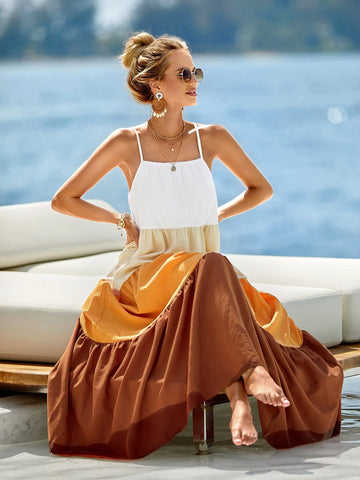 CAY Colorblock Ruffle Hem Cami Dress CAY Colorblock Ruffle Hem Cami Dress