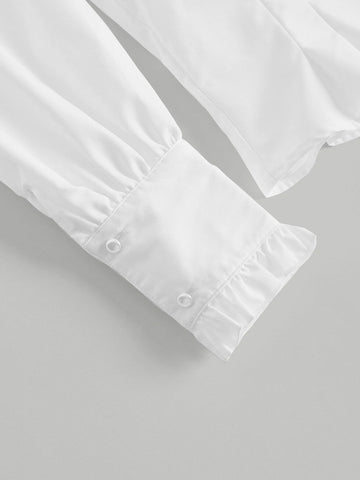 MOD Tie Neck Lantern Sleeve Button Front Shirt MOD Tie Neck Lantern Sleeve Button Front Shirt