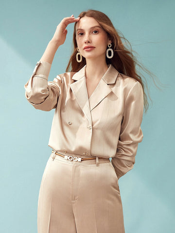 MOTF PREMIUM SATIN PINSTRIPE BLAZER BLOUSE MOTF PREMIUM SATIN PINSTRIPE BLAZER BLOUSE