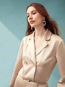 MOTF PREMIUM SATIN PINSTRIPE BLAZER BLOUSE MOTF PREMIUM SATIN PINSTRIPE BLAZER BLOUSE
