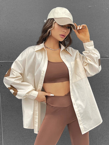 EZwear Letter Graphic Drop Shoulder Shirt EZwear Letter Graphic Drop Shoulder Shirt