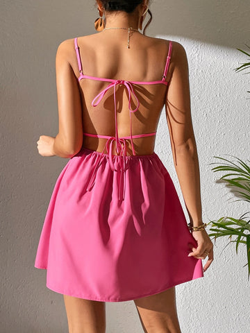 Tie Front Ruched Bust Cami Dress Tie Front Ruched Bust Cami Dress