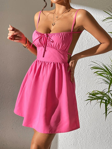 Tie Front Ruched Bust Cami Dress Tie Front Ruched Bust Cami Dress