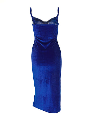 Draped Collar Slit Thigh Ruched Cami Dress Draped Collar Slit Thigh Ruched Cami Dress