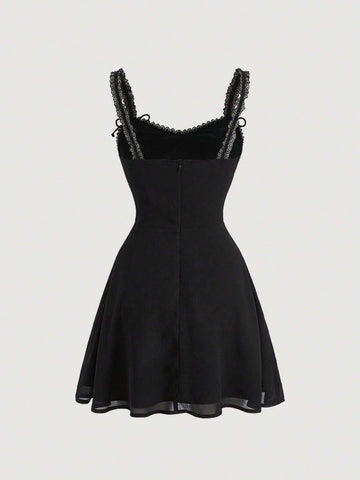 Solid Lace Up Cami Dress Solid Lace Up Cami Dress