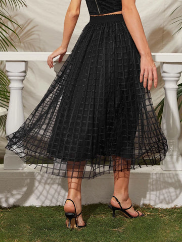 Unity High Waist Mesh Overlay Skirt