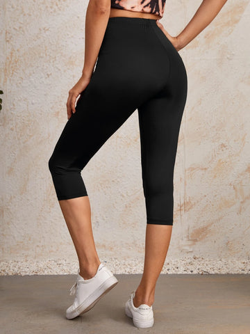 EMERY ROSE High Waist Solid Capri Leggings