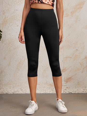 EMERY ROSE High Waist Solid Capri Leggings