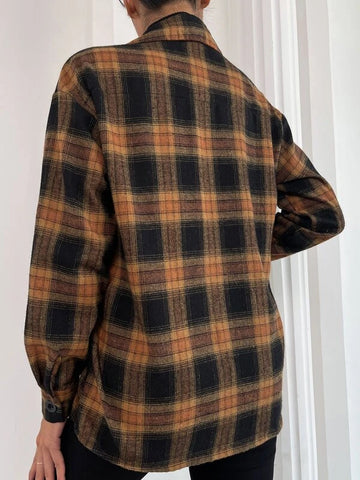 Plaid Print Drop Shoulder Shirt