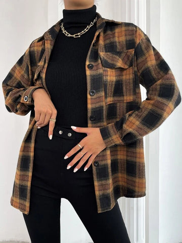Plaid Print Drop Shoulder Shirt