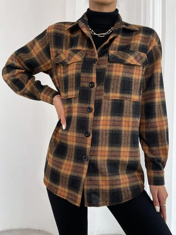 Plaid Print Drop Shoulder Shirt