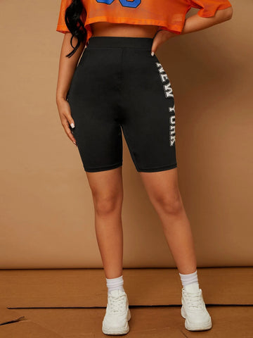 SXY Letter Graphic Biker Shorts