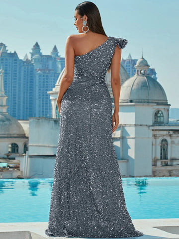 Missord One Shoulder Sequins Prom Dress