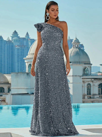 Missord One Shoulder Sequins Prom Dress