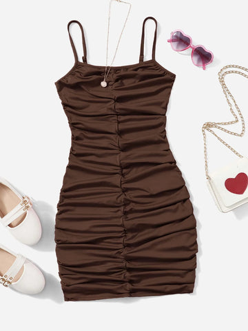 Teen Girls Ruched Cami Dress