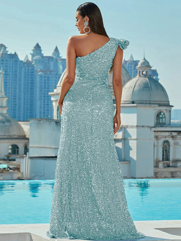 Missord One Shoulder Sequins Prom Dress