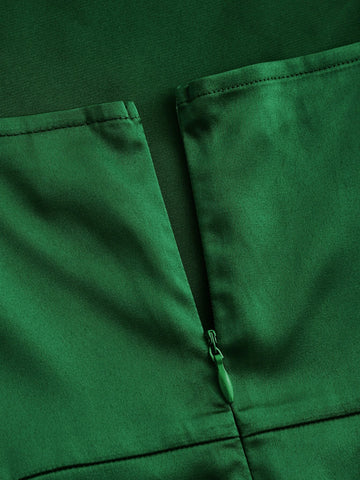 Solid Ruched Split Thigh Satin Cami Dress