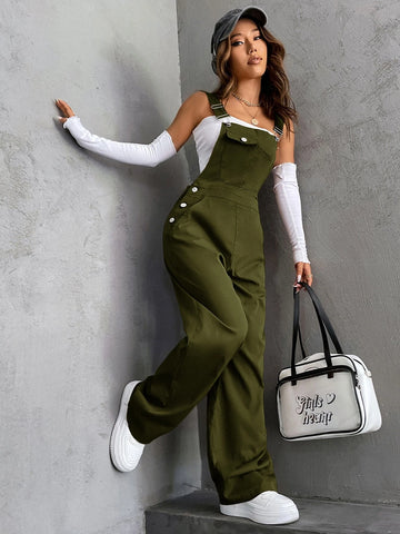 1pc Flap Pocket Overalls
