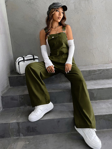 1pc Flap Pocket Overalls