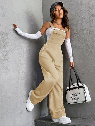 1pc Flap Pocket Overalls