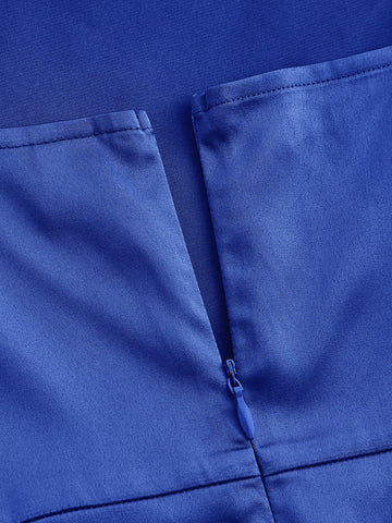 Solid Ruched Split Thigh Satin Cami Dress