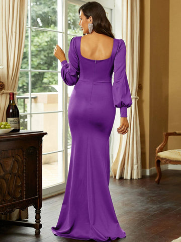 Missord Sweetheart Neck Lantern Sleeve Split Thigh Formal Dress
