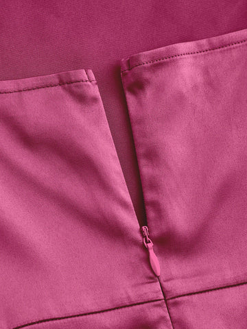 Solid Ruched Split Thigh Satin Cami Dress