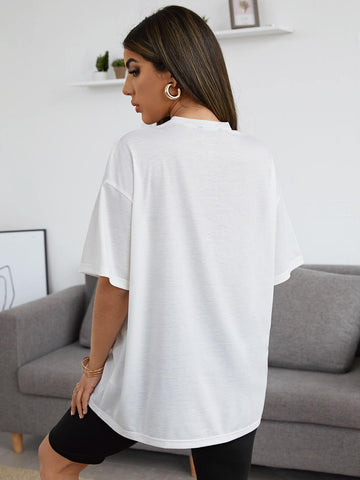 EZwear Figure Graphic Drop Shoulder Oversized Tee