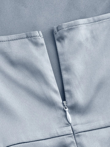 Solid Ruched Split Thigh Satin Cami Dress