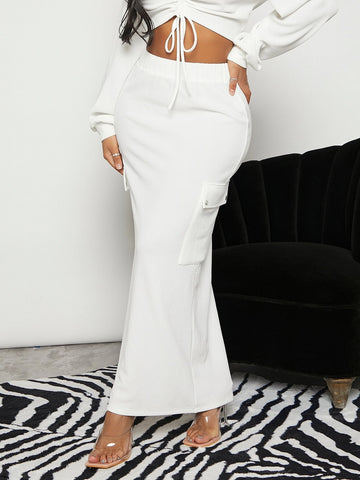 SXY Flap Pocket Solid Skirt