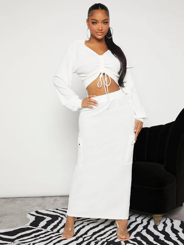 SXY Flap Pocket Solid Skirt