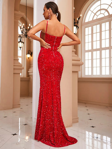 LOVE&LEMONADE Split Thigh Sequin Formal Dress