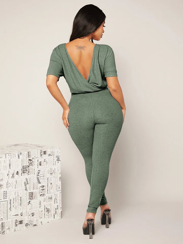 SXY Backless Drawstring Front Jumpsuit