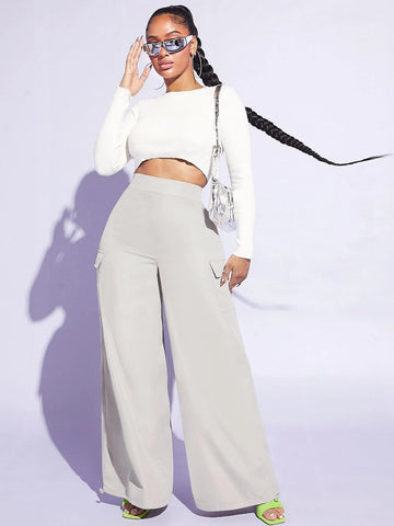 SXY Flap Pocket Side Wide Leg Pants