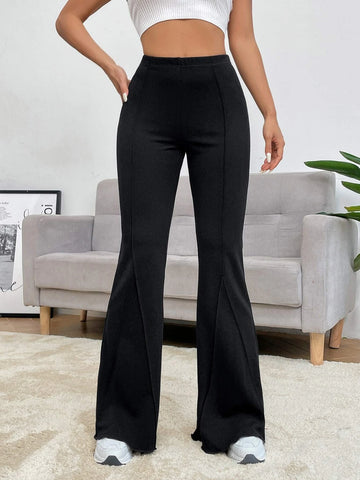 Solid Flare Leg Pants