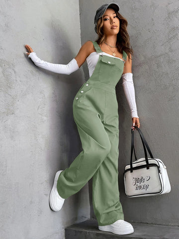 1pc Flap Pocket Overalls