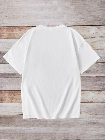 Rabbit And Letter Graphic Drop Shoulder Tee