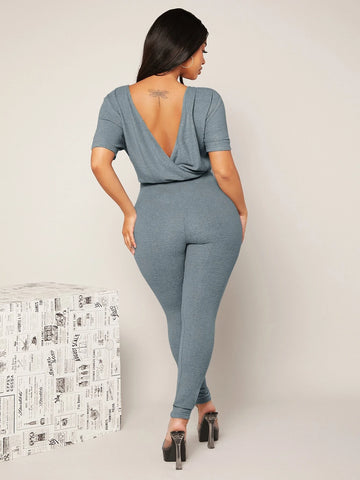 SXY Backless Drawstring Front Jumpsuit