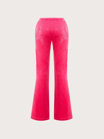 ICON Heart Rhinestone Drawstring Waist Flare Leg Pants