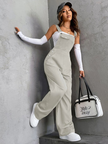1pc Flap Pocket Overalls