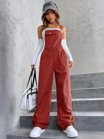 1pc Flap Pocket Overalls