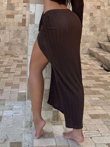 SXY Twist Front Split Thigh Skirt