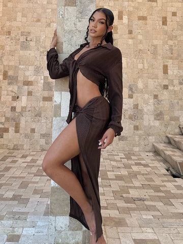 SXY Twist Front Split Thigh Skirt