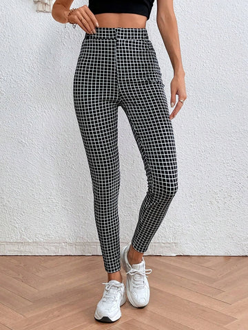 EMERY ROSE Plaid Print Skinny Pants
