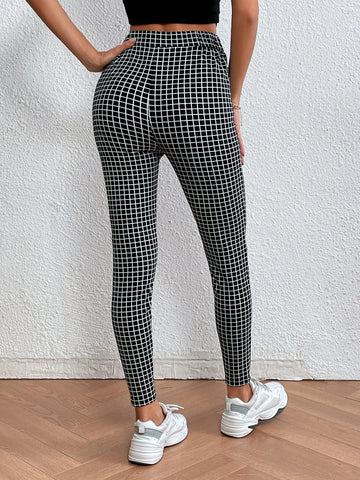 EMERY ROSE Plaid Print Skinny Pants