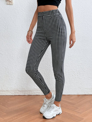 EMERY ROSE Plaid Print Skinny Pants