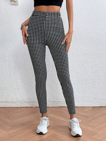 EMERY ROSE Plaid Print Skinny Pants