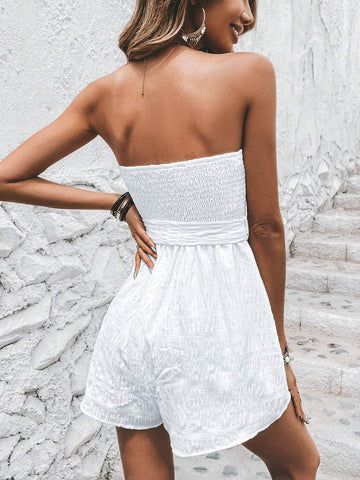Solid Belted Tube Romper